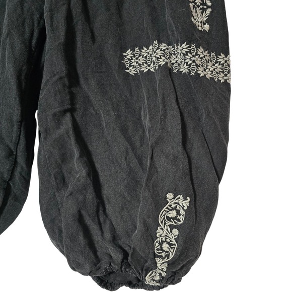 Anthropologie Embroidered Parachute Pants Black Womens Size Medium Boho Festival - Picture 2 of 11